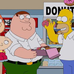 Homer Simpson se come los donuts de los Griffin